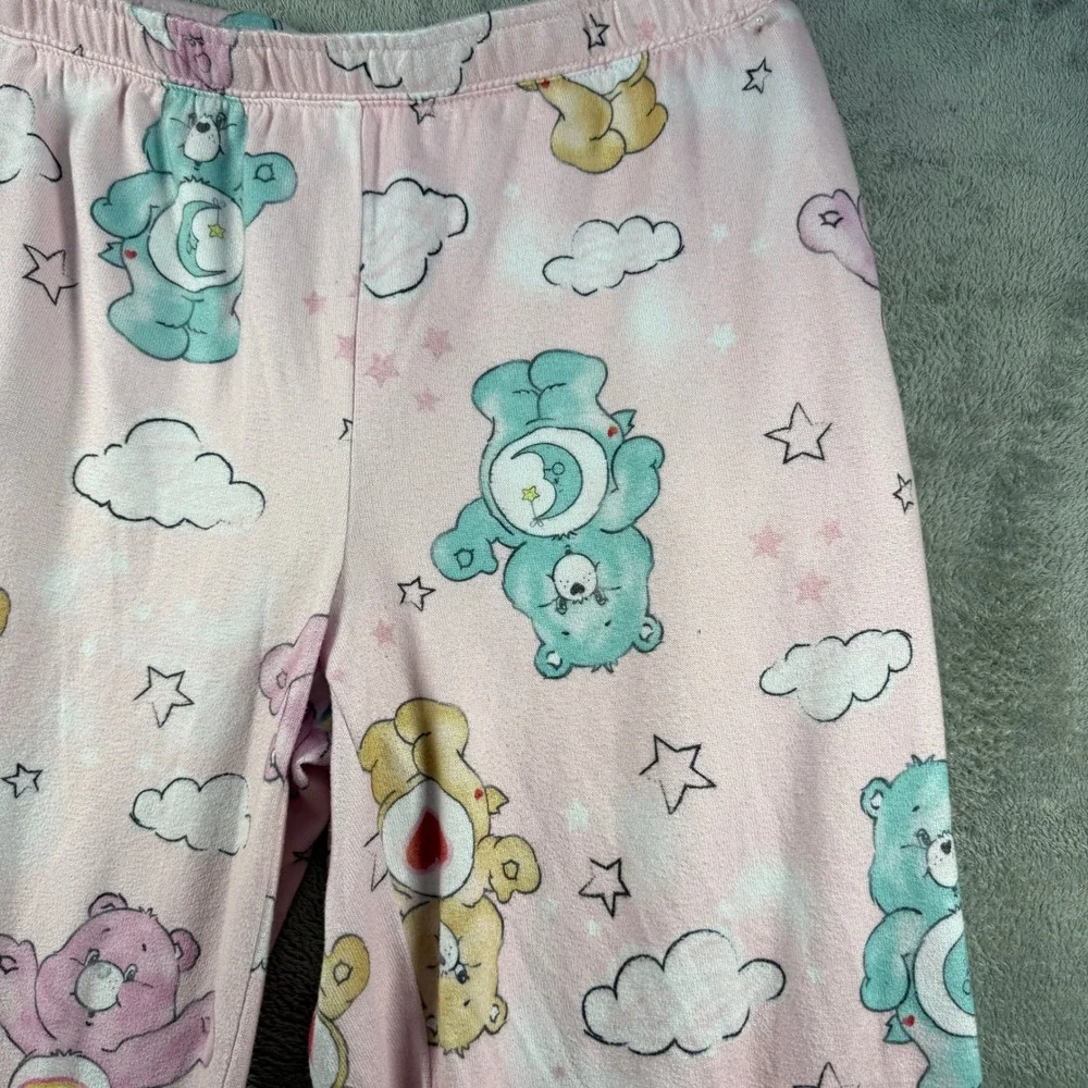 Care Bears Pink Pajama Pants Small 4/6 Clouds Stars Lounge Sleepwear Pockets